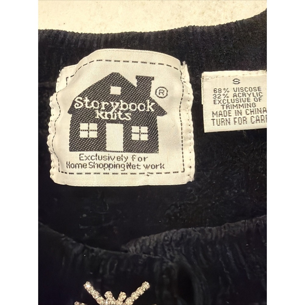 Vintage Storybook Knits Halloween Cardigan Beaded Spider Web Rhinestones Size S - Picture 4 of 13